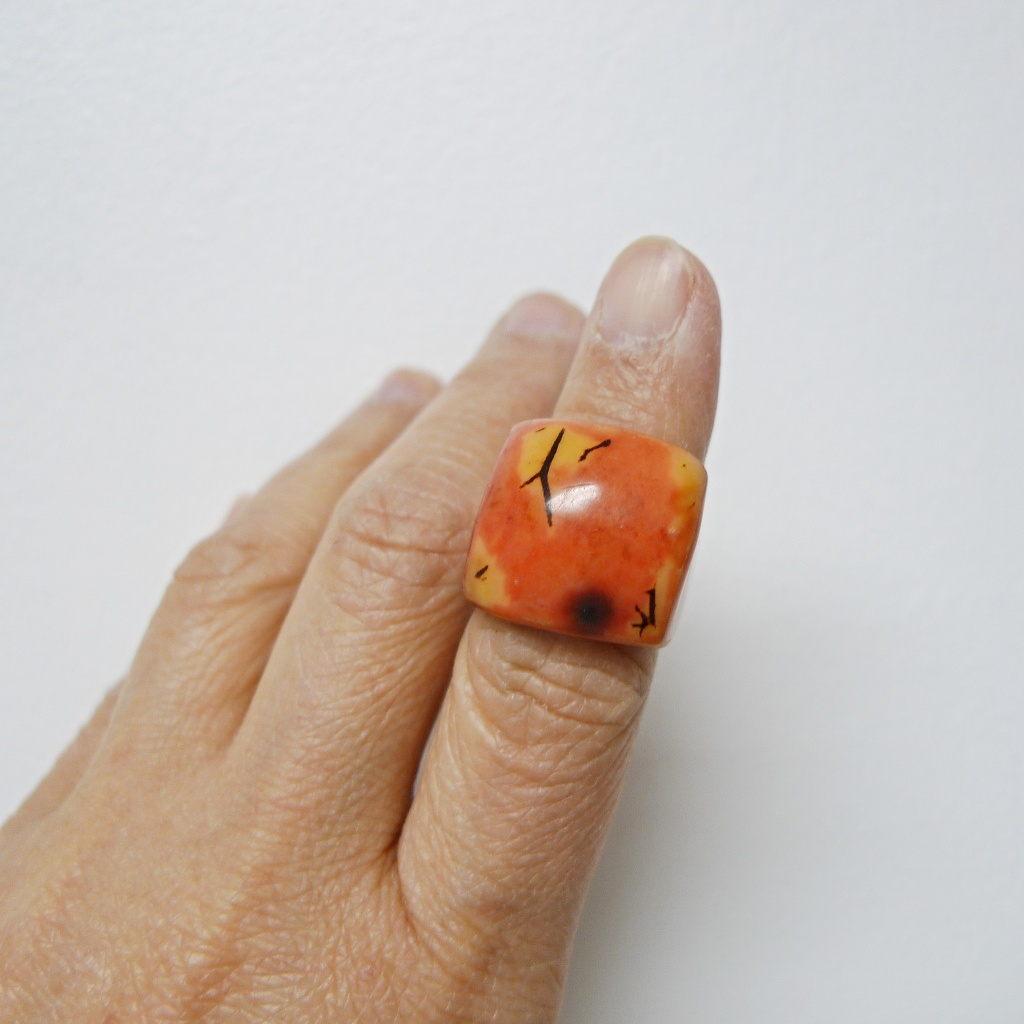 Brown Statement Square Plastic Ring